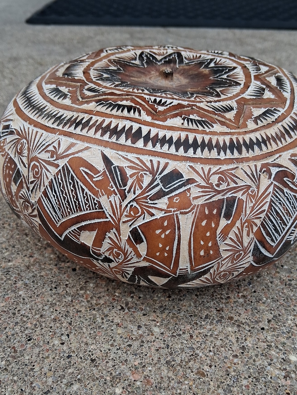 Hand-Carved  Decorative Gord in Brown and White